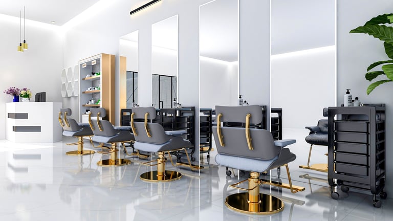 Modern salon interior with styling chairs
