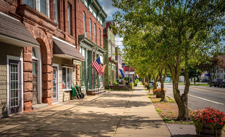 Main street storefronts small town